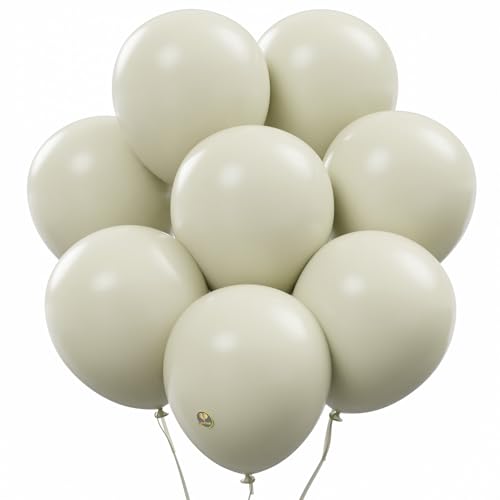 Image of AFTERLOON Biodegradable Natural Rubber Latex Balloons 24 pcs Sand White 10 Inch, Plastic-Free Alternative Matte Color Durable Thickened Extra Strong Helium Float, ballon Globos Decor De Fiestas Kids