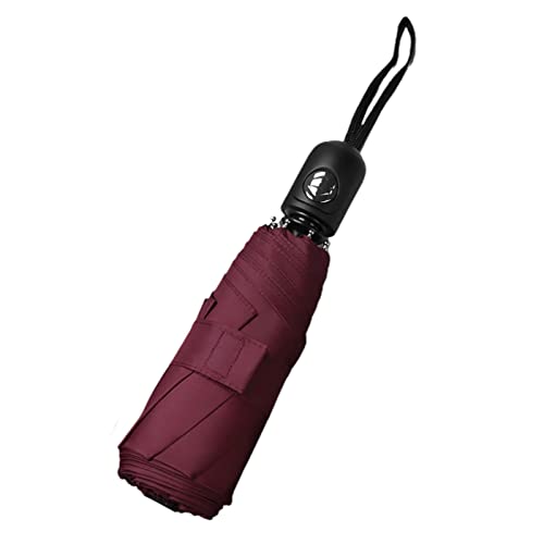MIFTY Paraguas Plegable A Prueba De Viento 8 Ribs, Apertura Y Cierre Automáticos, Paraguas De Bolsillo De 6 Colores, Paraguas De Protección UV, Pequeño, Compacto, Ligero, Fuerte, Mini,Wine Red Cover