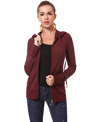 AmélieBoutik Women Cotton Blend Hoodie Zip Up Kangaroo Pocket Long Sleeve Jacket4