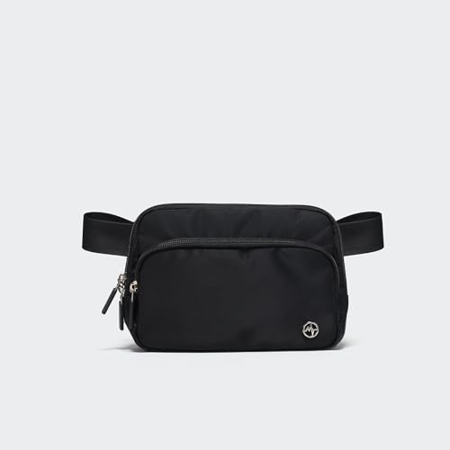 Image of Pander Nylon Crossbody Belt Bag with Excess Strap Keepers, 6-Pocket Adjustable Sling Fanny Pack for Travel and Everyday Carry, Black