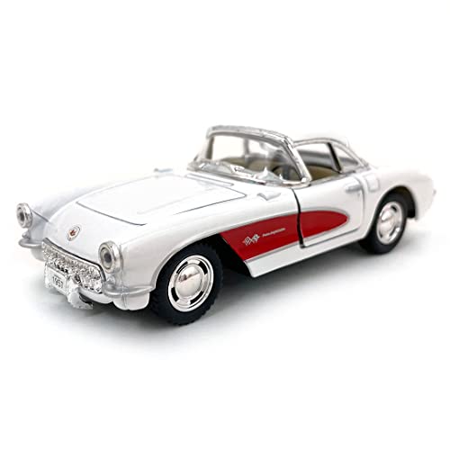 Set Of 4: 5" 1957 Chevy Corvette 1:34 Scale (Black/Blue/Red/White) By Kinsmart #TOP1