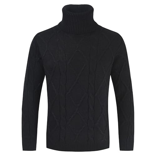 Pull col roulé homme ajusté tricot torsadé manches longues basique