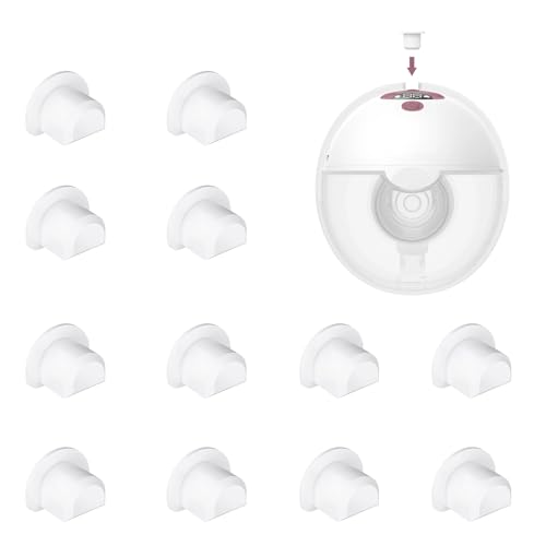 Image of 12pcs Silicone Spout Cap Compatible with Momcozy M5 Wearable Breastpump, Dustproof, Keep Clean, Prevents Leaks from The Top, Fit for M5 Breast Pump Parts, White