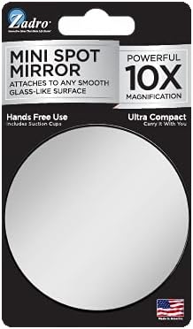 Miniatura 5 de Zadro Espejo de viaje redondo de aumento de 10 veces, espejo de mano compacto para mujer, espejo de afeitar con ventosa