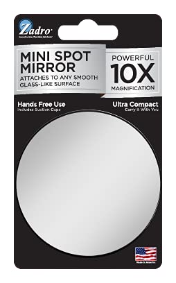 Zadro 3" Dia. Round 10-Time Magnification Travel Mirror Compact Mirror Hand Mirror For Women Suction-Cup Shaving Mirror #TOP4