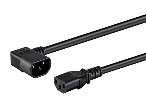 Monoprice Right Angle Power Cord - 6 Feet - Black | Right Angle IEC 60320 C14 to IEC 60320 C13, 14AWG, 15A, SJT, 100-250V