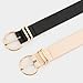 LEEXTON Leather Belts for Women's 2 Pack Casual Fashion Waist Belt with Gold Buckle for Jeans Dresses Pants