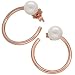 Regalo de pendientes de aro de plata de ley de oro rosa minimalista, pendientes de perlas, pendientes de aro pequeños, pendientes de aro con perlas regalo del día de la madre para mujeres