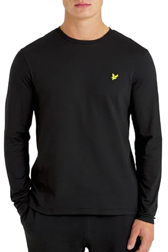 Lyle & Scott Hombre Camiseta Lisa De Manga Larga, Jet Black, L