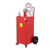 30 Gallon Gas Caddy Fuel Storage Tank Diesel Can Oil Transfer Hand Siphon Pump with Wheels Boat ATV Car Motorcycle Red