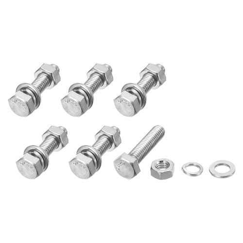 Image of METALLIXITY Hex Head Screws Bolts, Nuts, Flat & Lock Washers Kits (M6-1x25mm) 6 Set, Stainless Steel Fully Threaded Machine Screws Bolt Set - for Home Appliance Equipment
