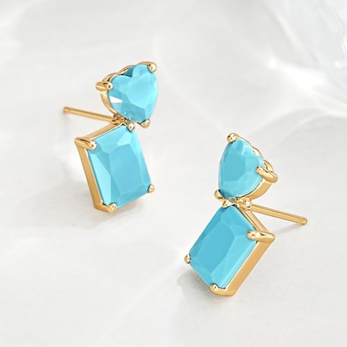 FETTERO Stud Earrings for Women - 14K Gold Plated CZ Hypoallergenic Earrings Studs Dainty Black CZ Leaf Gold Earrings for Women Trendy Statement Jewelry