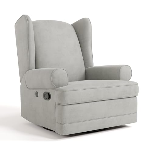 Image of Storkcraft Serenity Glider Recliner Nursery Rocking Chair with USB, Steel | USB-C and USB-A Charging Port, 360-Degree Metal Swivel Base, Manual Extending Foot Rest, Glider Rocking Chair