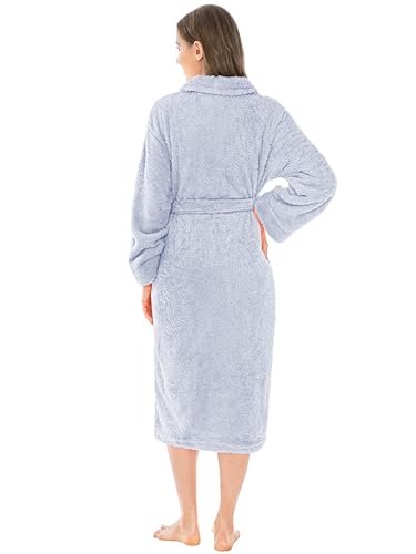 PAVILIA Premium Womens Plush Soft Robe Fluffy, Warm, Fleece Sherpa Shaggy Bathrobe