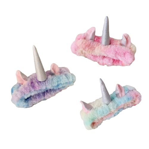 Ipetboom 3 Diademas De Unicornio De Felpa Para El Cabello Diadema De Belleza Para Lavarse La Cara Diadema Facial Diademas Para El Cabello Lindas Diademas Para El Baño Diademas De