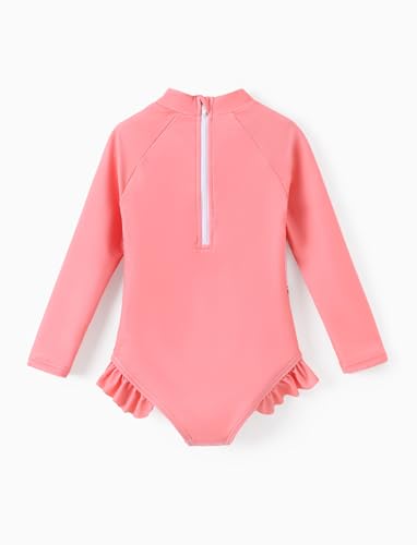 Image of Disney Frozen Stitch Princess Minnie Mouse Girls Swimsuit Long Sleeve Rashguard UPF 50 One Piece Bathing Suit Size 3M-13Y