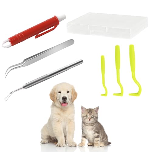 6Stks Chemiefreier Zeckenentferner Set, Schmerzloser Zeckenhaken, Werkzeug zum Entfernen von Zecken, Sicherer Multifunktionaler Zeckenzange, Zeckenpinzette mit Aufbewahrungskoffer für Katze Hund