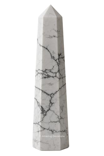 Image of Amazing Gemstone Howlite Crystal Towers - Natural Healing Crystal Point Obelisk for Reiki Healing and Crystal Grid (2 inch to 3 inch INCH)