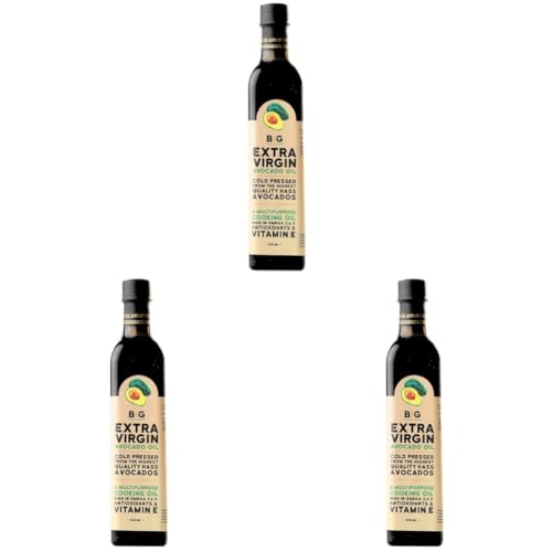 Image of Black and Green Extra Virgin Cold Press Multipurpose Avocado Cooking Oil Bottle (500 ml) (Pack of 3)