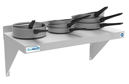 Image of KoolMore NSF Stainless Steel Wall Mount Shelf - Industrial Grade Metal Shelving for Commercial Restaurant Kitchens 12 x 24