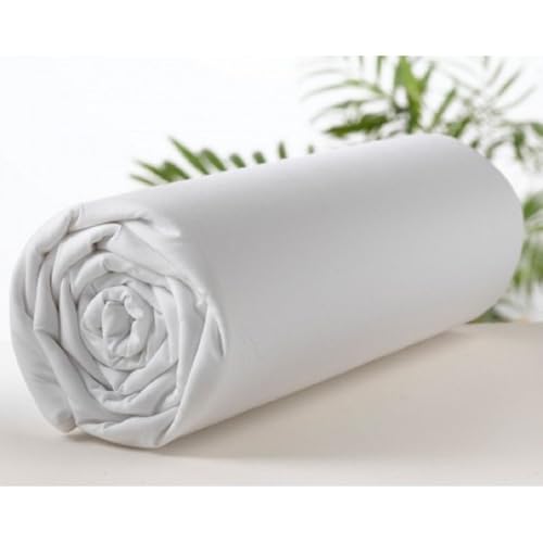 Drap housse blanc 140x190 pour lit double en coton de qualité hôtel