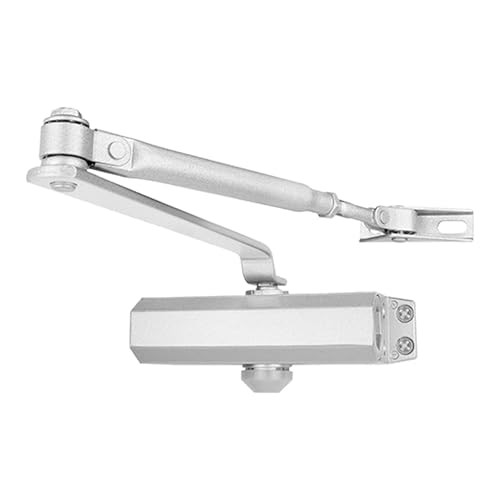 LA LOURDE - Ferme-Porte Gris - Groom en Acier Inoxydable - Force de 40 à 60 Kg - Vitesse de Fermeture Réglable - Maintien Ouvert à Partir de 90 Degré - Certifié Coupe-Feu - Normes CE EN 1154 & EN 1634