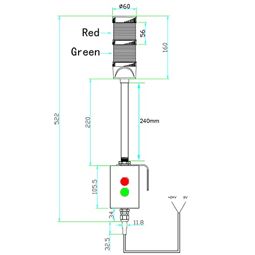 Andont 2 Stack Super Bright Led Andon Tower Lights With Buzzer, Off-On Or Flash, 6 Ft Industrial Adapter, Plug Play Ready #TOP6