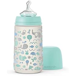 Suavinex, Biberón con Tetina Anatómica de Silicona, Flujo Medio, para Bebés 0-6 Meses, Verde, 270 Mililitros