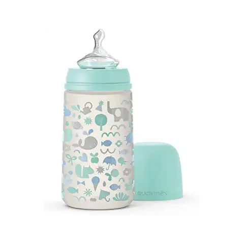 Suavinex Biberón Silicona Anatómica Flujo Medio 270ml Verde Cover