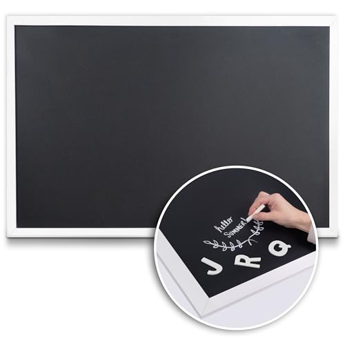 White Framed Premium Surface Magnetic Large Chalk Board- 24"x36" by Loddie Doddie. Perfect for Chalk Markers and Home Decor