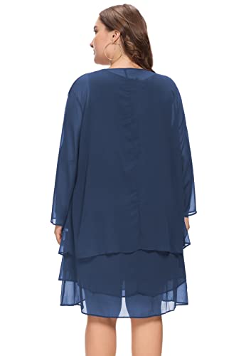 LIDLIT 2PCS Women's Chiffon Dress Mother of The Bride Dresses Long Sleeve Knee Length Jacket Dresses…4