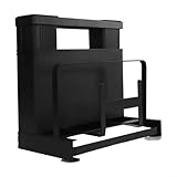 Kompaktes Edelstahl-Küchenregal mit abnehmbarer Ablaufpfanne und speziellem Essstäbchenhalter für aufgeräumte Arbeitsplatten (schwarzer Karbonstahl)