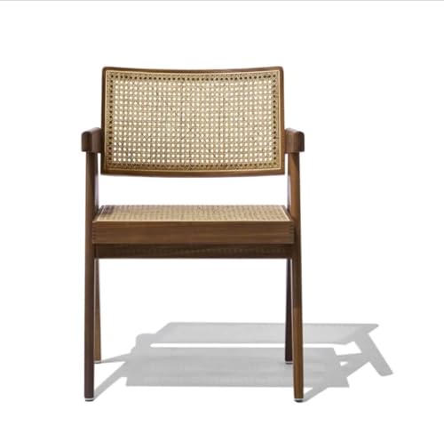 Image of Furniture Solid Sheesham Wood Arm Chair with Cushion and Cane Back Support Chair Living Room Bedroom Home Wooden Armchair Furniture Garden Balcony Outdoor & Indoor Set (walniut with Cane)