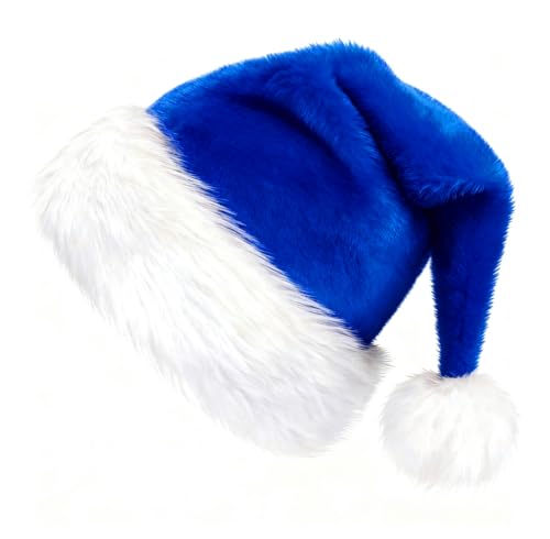 Augesak Weihnachtsmütze Erwachsene, Nikolausmütze mit Plüsch Rand,...