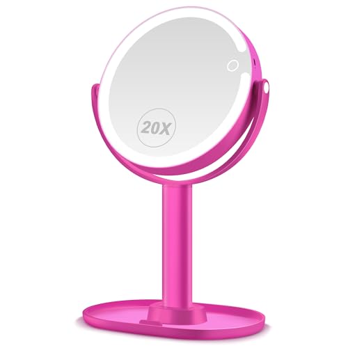 MIYADIVA Lighted Makeup Mirror, Type-C Rechargeable 20X Magnifyin...