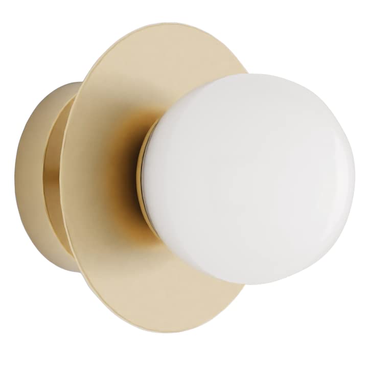 Lighting World 100W Brass Antique Wall Sconce – Modern Frosted White Glass Globe Light with E27 LED Bulb – Decorative Multicolour Wall Lamp for Bedroom, Living Room, Hallway (Bulb Included)