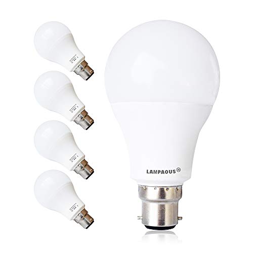 LAMPAOUS LED G60 B22 12W, Blanc Froid 6000 K, équivalent à ampoules à incandescence 100 W, Culot à baïonnette LED non dimmable.