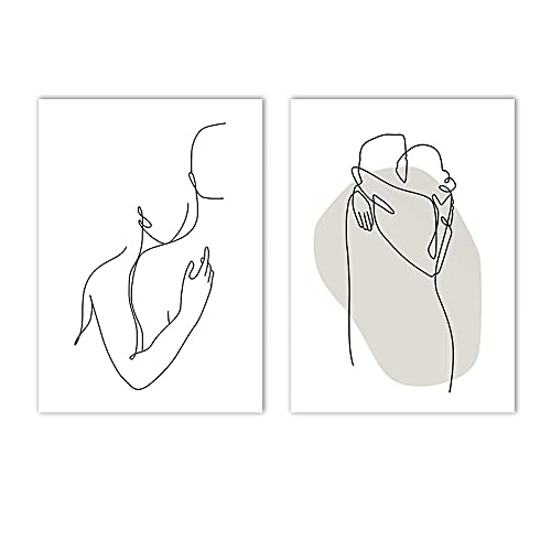 Impression d'art noir blanc toile haut de gamme duo abstrait 50x70