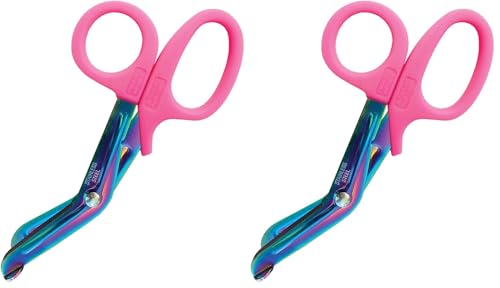 Image of Prestige Medical 5.5 inch Nurse Utility Scissor, Rainbow Finish /Hot Pink (Pack of 2)