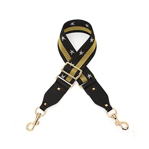 Schulterriemen Leinwand Frauen Mode Farbige Schultergurt Damen Tasche Zubehör Einstellbare Abnehmbare breite Umhängetasche Strap Verstellbar Schulterriemen ( Color : Black gold , Size : Gold Buckle ) Cover