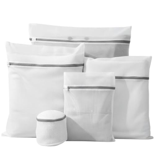 Kit Saco de Lavar Roupas Delicadas para Máquina – Malha Fina Premium, Zíper Reforçado com Trava, Proteção Anti-Desgaste para Lingerie, Meias, Seda, Renda e Tecidos Sensíveis (5, Tamanho único)
