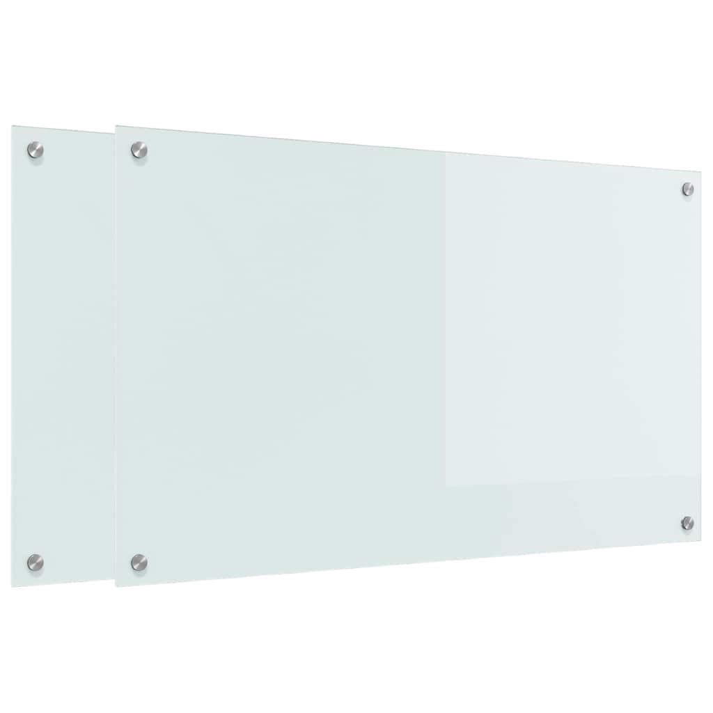 Solivagant Küchenrückwand 2 pcs Weiß 100 x 60 cm Gehärtetes Glas, Küche Esszimmer,Küchenhelfer -utensilien, 26.3 kg-3415529