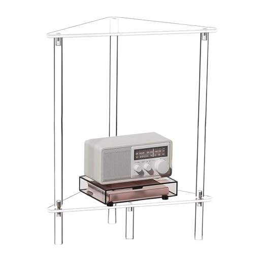 Mesas auxiliares pequeñas, triángulo acrílico de 2 niveles, estantes de almacenamiento, mesa transparente, dormitorios, salas de estar, dormitorio, restaurante, apartamento, negocios, alquiler de baño
