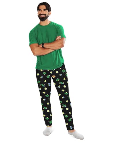 MeMoi Men's Pickleball Two Piece PJ Set In A Bag Forest Green L