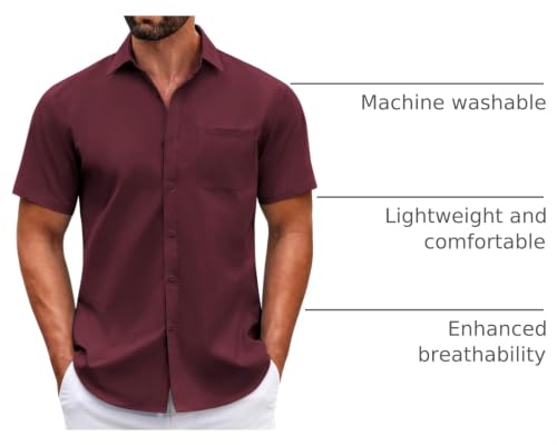 Image of COOFANDY Mens Short Sleeve Casual Button Down Shirts Summer Untucked Dress Shirts with Pocket