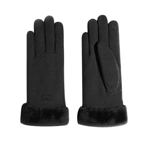 Feelorna Frauen Winterhandschuhe, 360° Winddichte Plüsch Manschette Thermische Touchscreen Handschuhe, Fleece gefütterte weiche Handschuhe für Outdoor Fahren Radfahren...