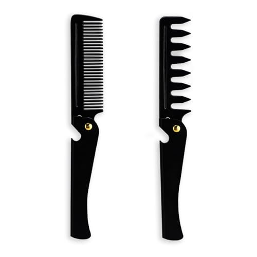 Peine plegable de bolsillo para barba para hombres 2 piezas miniatura 1