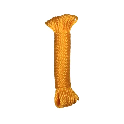 skycabin 3mmX15m Outdoor Yellow Polypropylene Rope Nylon Poly Rope Spool of Braided Cord Clothes Line Camping Utility Cord Good for Tie, Pull, Swing, Climb and Knot
