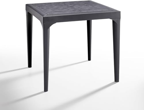 Table de jardin effet bois Tomaino structure robuste noire 4 places - 6
