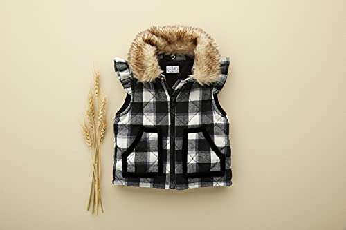 Mud Pie Baby Girls' Black Check Quilted Vest, 24 Months-3T2